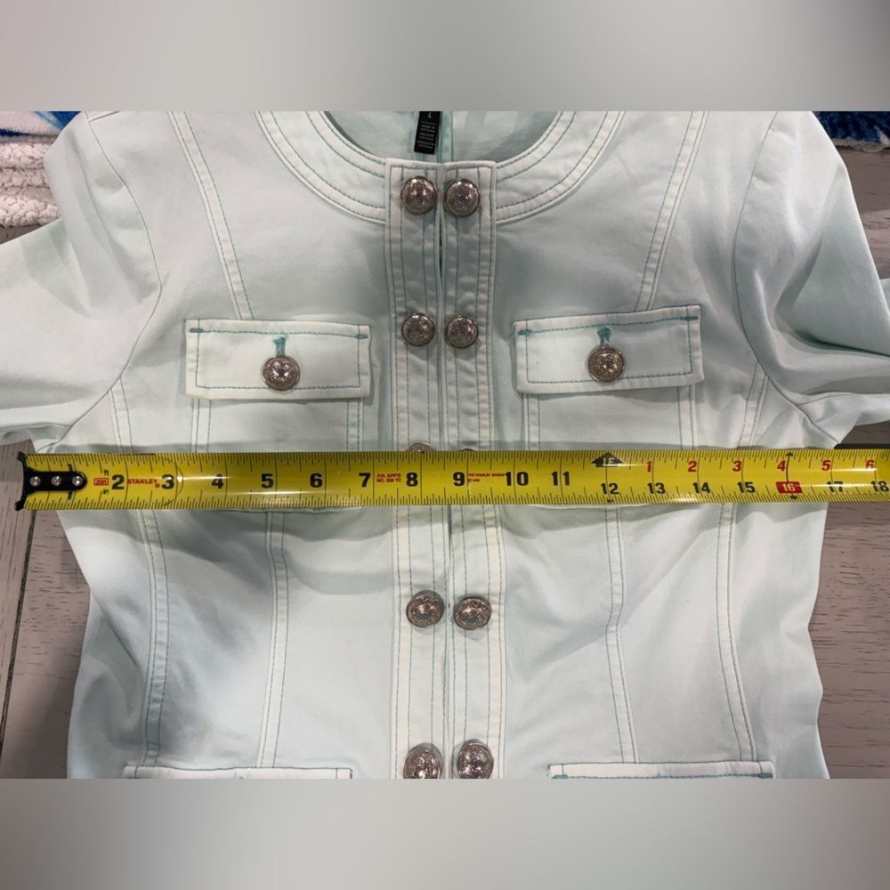 White House Black Market Light Mint Green Jacket Beautifully Military Style - Picture 4 of 16